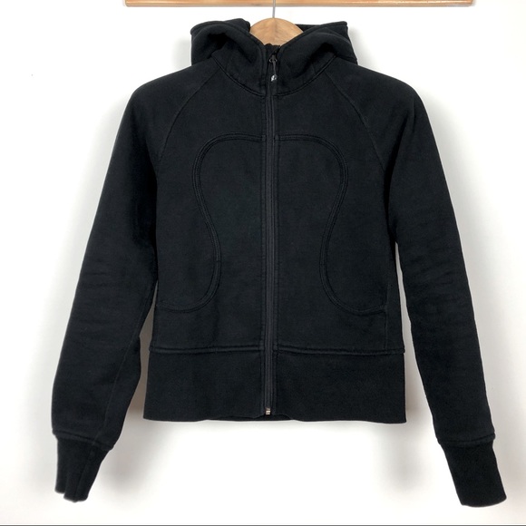 lululemon athletica Tops - LULULEMON WOMENS BLACK COTTON FLEECE ZIP HOODIE